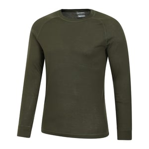 Mountain Warehouse Heren Talus Ronde Hals Thermo Top met Lange Mouwen (Kaki Groen)