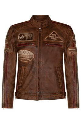 Leren race-motorfietsjack met rits
