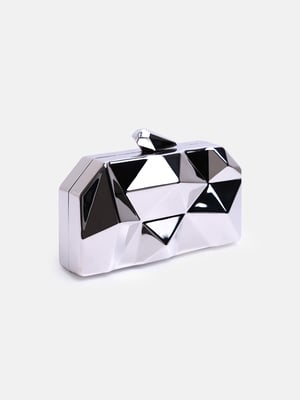 Where's That From Womens Melanie Geometric Pattern Clutch Bag In Silver