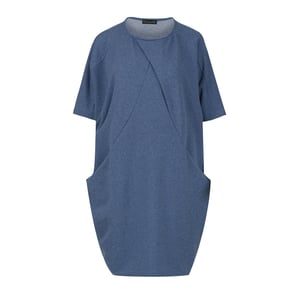 Blauw gemêleerde Batwing-jurk
