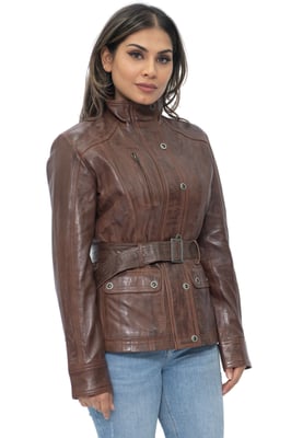 Dames militaire stijl lederen bikerjack-Phoenix