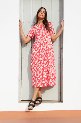 Red 'Danni' Cotton Smock-Style Dress