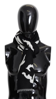 Givenchy Svart Vit Ull Unisex Vinter Varm Scarf Wrap Herrsjal