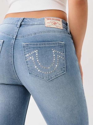 Becca Crystal Single Needle Mid Rise Bootcut in Medium Golden Wash