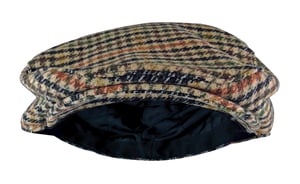 Mens Vintage Houndstooth Plaid Wool Blend Newsboy Flat Ivy Cap Hat - GL228A Beige