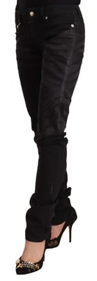 Just Cavalli Dames Zwarte Mid Waist Versierde Skinny Jeans
