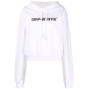 Off-White Geometric Logo Cropped Vit Hoodie