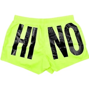 Moschino Brand Print Logo Highlighter Yellow Short Swim Shorts
