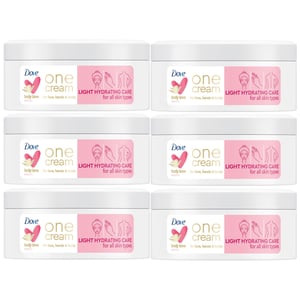 Dove Light Hydrating Care One Cream for Face,Hands & Body for All Skin 250ml,6pk
