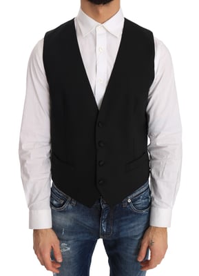 Dolce & Gabbana Mannen Zwart Wollen Zijden Vest