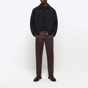 River Island Mens Smart Trousers Dark Red Slim Fit