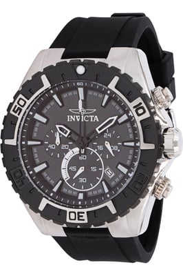 Invicta Aviator 37630 Heren Horloge - Waterdicht - Analoog - Quartz Uurwerk - Roestvrij Staal met zwarte Wijzerplaat -49mm