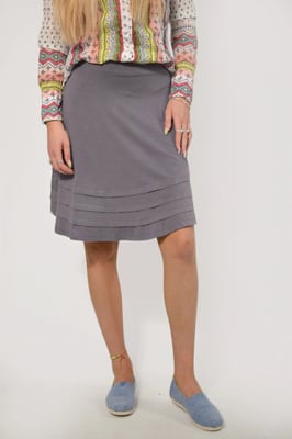 WHITE STUFF Grey Wide Tuck Border Skirt