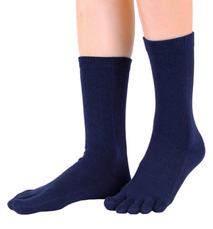 TOETOE - Mens & Ladies Essential Mid Calf Soft Breathable Cotton Toe Socks - Navy