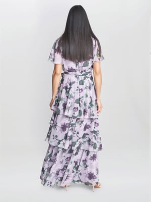 RUBY Printed Tiered Maxi Dress with Belt