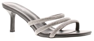 Womens Heeled Mule Sandals Diamante Mia Slip On black