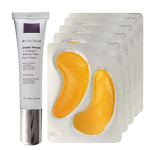 24K Guld + Antioxidant Återfuktande Ögonbehandlingar Pads + Ormgift + Kollagen Rynkor Fyller Ögonkräm 15
