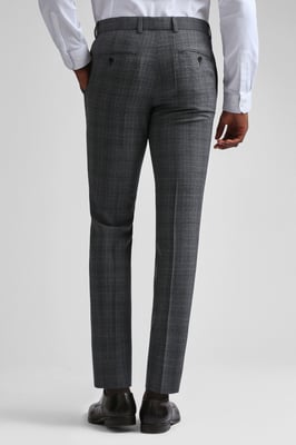 Zion Charcoal Text Check Slim Trousers