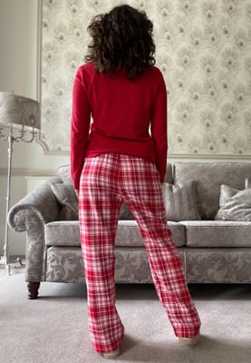 GAP Womens Pyjama Flannel Sleep Set in Red Tartan
