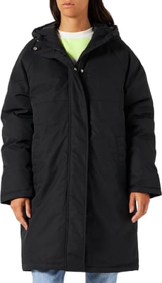 JACK & JONES Womens Long Black Hood Coats Long Sleeves