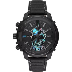 Diesel DZ4576 Griffed Chronograaf Zwart Leren Horloge