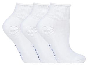 IOMI - 3 Pairs Cotton Cushioned Diabetic Socks for Swollen Feet and Legs - White