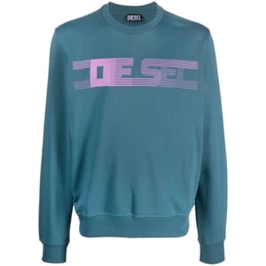 Diesel gestreept logo blauw sweatshirt