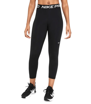 Nike Pro Dam Svarta Hög Midje Crop Leggings