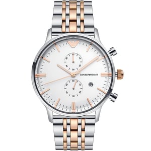 Emporio Armani AR0399 Tweekleurig herenhorloge met chronograaf