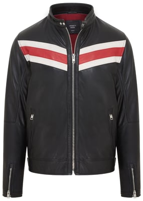 Herr Svart Café Racer Biker skinnjacka - Aniak