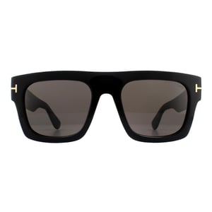 Tom Ford Square Mens Shiny Black Smoke Grey Sunglasses