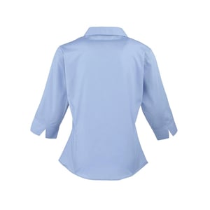 Premier Womens/Ladies Poplin 3/4 Sleeve Shirt (Mid Blue)