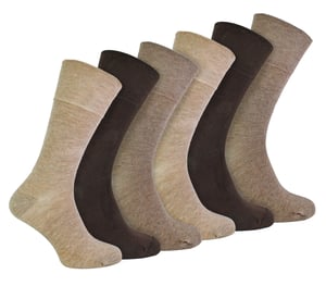 IOMI - 6 Pack Mens Diabetic Bamboo Socks | Extra Wide Seamless Loose Non Elastic Socks - Brown