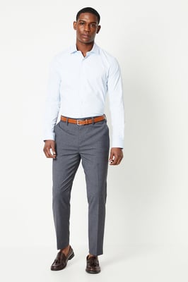 Blue Tailored Fit Long Sleeve Easy Iron Shirt