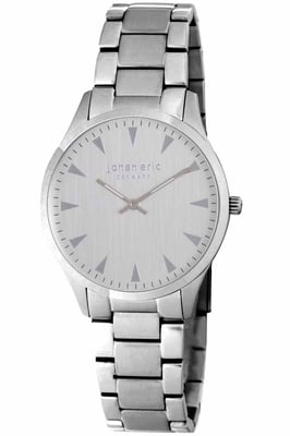 Johan eric: helsingÃ¸r, men's, silver dial watch w triangular hr-markers, brushed & polished solid stainless steel bracelet