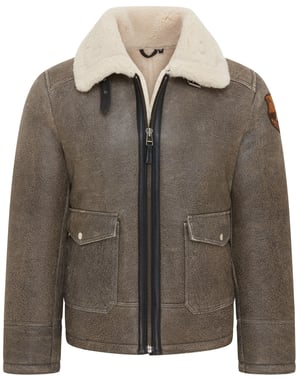 Herr Grå B3 Shearling Bomber Aviator Jacka - Akutan