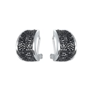 Luxenter oorbellen met omega kwane gerhodineerde hematiet zirkonia sluiting
