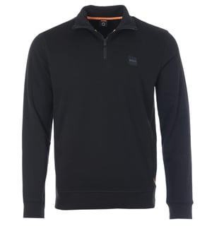 BOSS Logo Patch Sustainable Half Zip Sweatshirt - Black