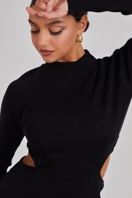 Side Cut Out High Neck Dress