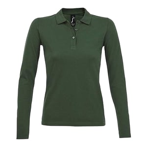 SOLS Dames/Dames Perfect Pique Poloshirt met Lange Mouwen (Fles groen)