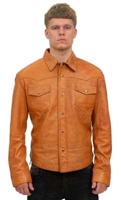 Heren retro leren overhemd jeansjack-Beijing