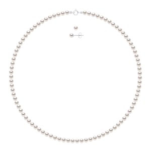Set - Halsband Rad av äkta odlade pärlor Akoya japanska certifierade runda 5-6 mm