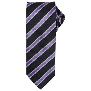 Premier Mens Stripe Waffle Tie (Black/Rich Violet)