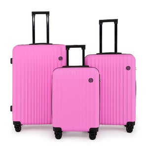 Hard Shell ABS Pink Suitcase 8 Wheel Travel Case Holiday Bags