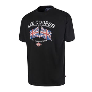 Lee Cooper Heren T-shirt katoen met logo (Zwart)