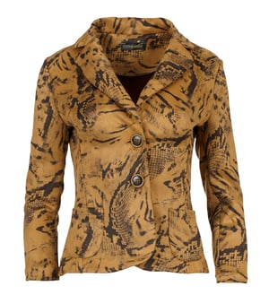 Brown Print Alcantara-Look Fitted Jacket