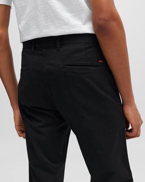BOSS Orange Mens Slim Fit Chinos in Stretch-Cotton Satin