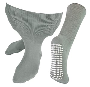 Extra Wide Oedema Socks with Non Slip Grips | Dr.Socks | Mens & Ladies | Bamboo Slipper Socks with Grippers for Swollen Legs Ankles & Feet - Grey