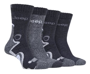 JEEP - 4 Pairs Mens Anti Blister Thick Cushioned Luxury Boot Socks