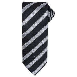 Premier Mens Stripe Waffle Tie (Black/Dark Grey)